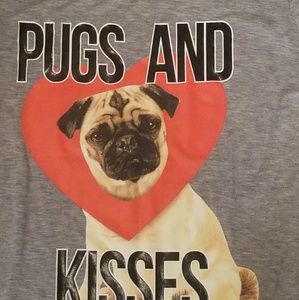 Gray Short Sleeved Tee for Pug Lovers